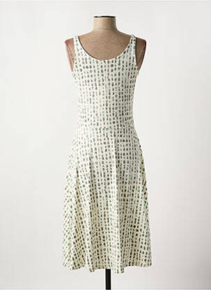 Robe mi-longue imprimé fantaisie fines bretelles beige BROADWAY femme