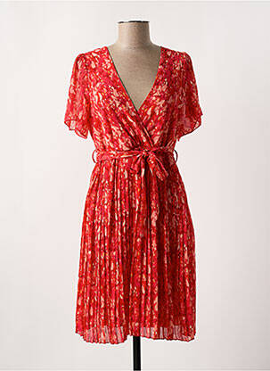 Robe courte manches courtes manches courtes rouge LILIE ROSE femme