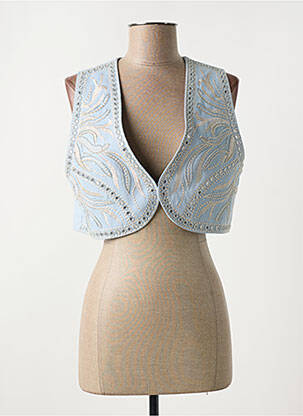 Gilet sans manche coupe droite bleu GOLDEN LIVE femme