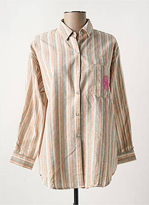 Chemisier tissage crêpe manches longues beige MUSY MUSE femme