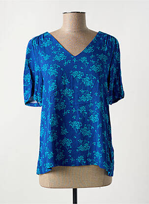 Blouse imprimé fleurs manches courtes bleu ÉTYMOLOGIE femme