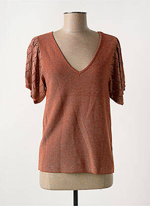 Pull coupe cintrée manches courtes orange GARCIA femme