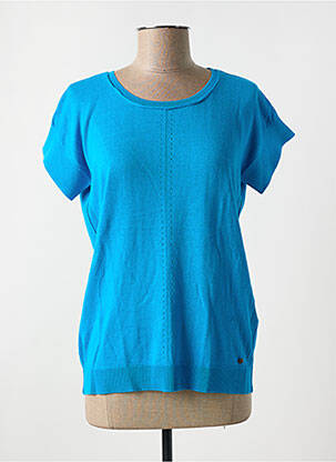 Pull stretch manches courtes bleu BROADWAY femme