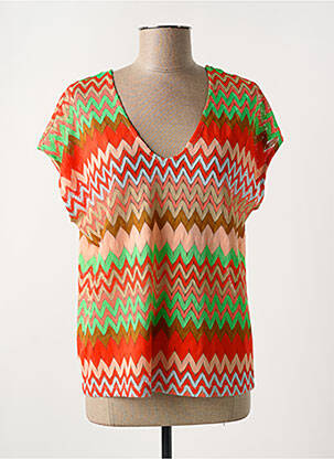 Pull coupe cintrée manches courtes orange GARCIA femme