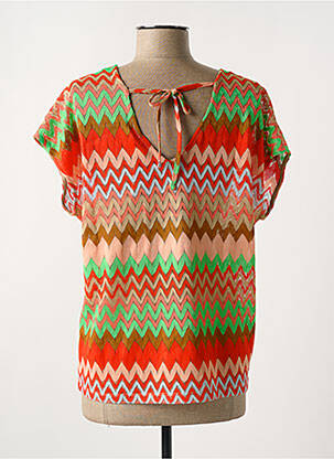 Pull coupe cintrée manches courtes orange GARCIA femme