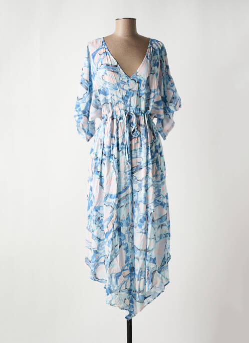 Robe mi-longue imprimé fleurs manches 3/4 bleu BROADWAY femme