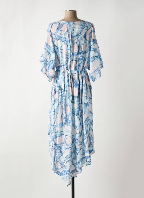 Robe mi-longue imprimé fleurs manches 3/4 bleu BROADWAY femme