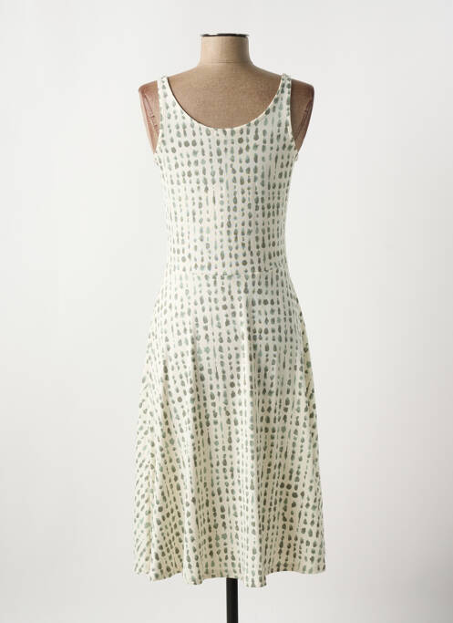 Robe mi-longue imprimé fantaisie fines bretelles beige BROADWAY femme