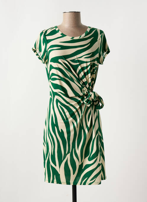 Robe courte manches courtes manches courtes vert MORGAN femme