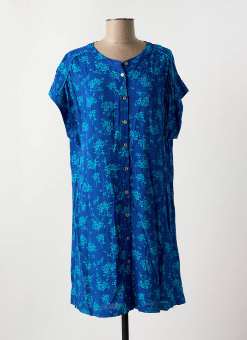 Robe courte imprimé fleurs manches courtes bleu ÉTYMOLOGIE femme