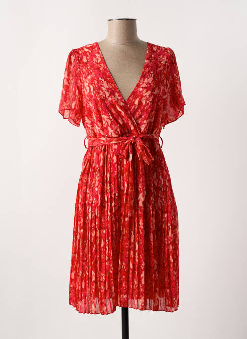 Robe courte manches courtes manches courtes rouge LILIE ROSE femme