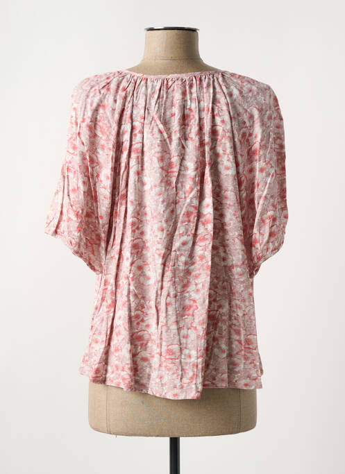 Blouse tissage popeline manches courtes rose BROADWAY femme
