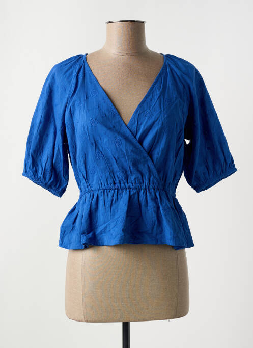 Blouse tissage popeline manches courtes bleu TIFFOSI femme