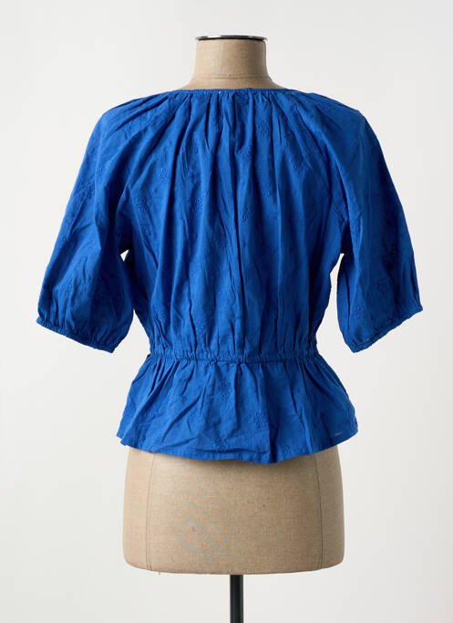 Blouse tissage popeline manches courtes bleu TIFFOSI femme