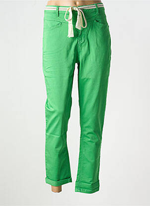 Pantalon droit stretch taille normale vert GEISHA femme