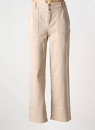 Pantalon droit fermeture zippée sous rabat boutonné beige STREET ONE femme