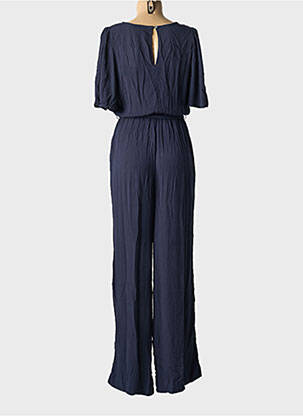 Combi-pantalon fermeture boutonnée sur le devant manches courtes bleu ICHI femme