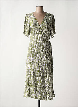 Robe mi-longue imprimé fantaisie manches courtes vert FREEMAN T.PORTER femme