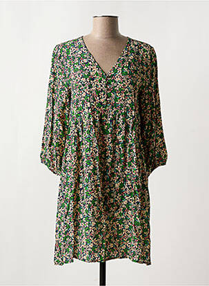 Robe courte imprimé fleurs manches longues vert FREEMAN T.PORTER femme
