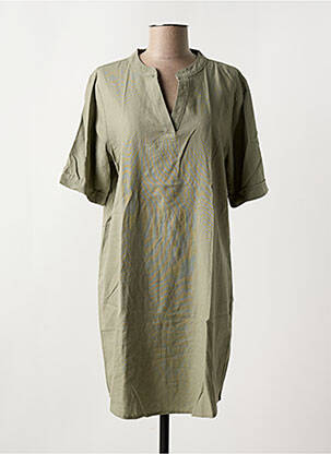 Robe courte manches courtes manches courtes vert ICHI femme