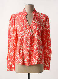 Blouse imprimé fantaisie manches longues rouge ICHI femme