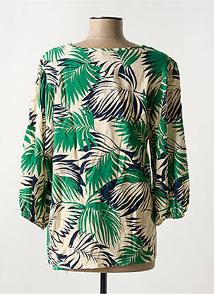 Blouse tissage popeline manches longues vert GEISHA femme