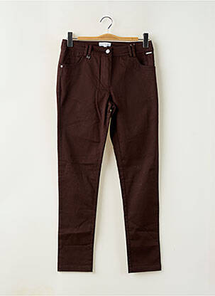 Pantalon slim tissage popeline taille normale marron AGATHE & LOUISE femme