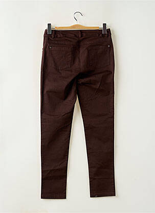 Pantalon slim tissage popeline taille normale marron AGATHE & LOUISE femme