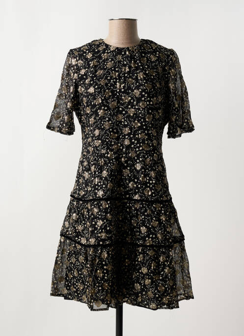 Robe mi-longue imprimé fantaisie manches courtes noir WHITE STUFF femme