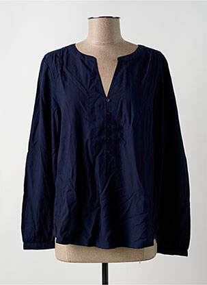 Blouse tissage popeline manches longues bleu STREET ONE femme