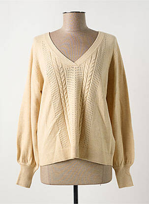 Pull coupe droite manches longues beige ICHI femme