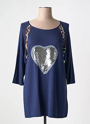 T-shirt manches 3/4 manches 3/4 bleu ALAIN MURATI femme