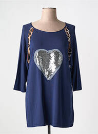 T-shirt stretch manches 3/4 bleu ALAIN MURATI femme