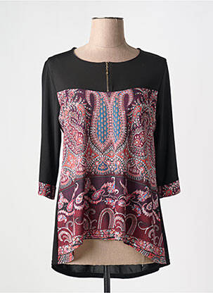 Tunique manches longues imprimé fantaisie noir VANGO femme