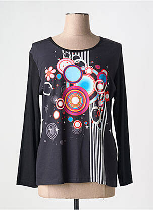 T-shirt stretch manches longues noir ALAIN MURATI femme