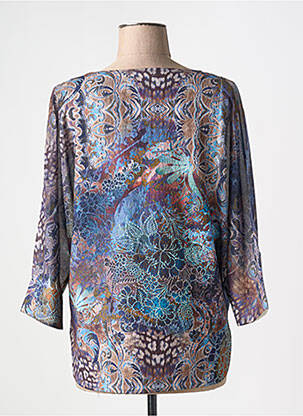 Pull tunique manches 3/4 manches 3/4 bleu VANGO femme