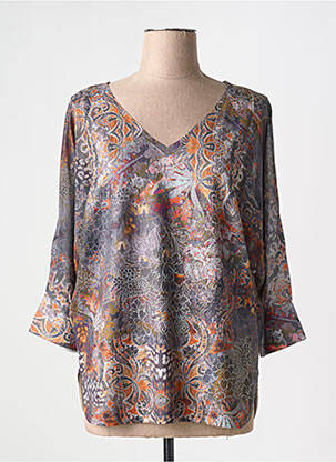 Pull tunique stretch manches 3/4 orange VANGO femme