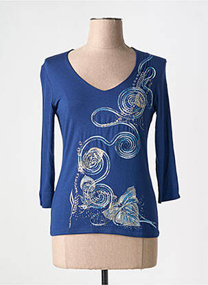 T-shirt manches 3/4 manches 3/4 bleu VANGO femme