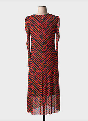 Robe mi-longue manches longues manches longues orange ICHI femme