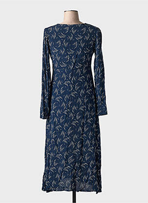Robe mi-longue imprimé fantaisie manches longues bleu INDIE+MOI femme