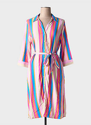 Robe mi-longue manches 3/4 manches 3/4 rose B.YOUNG femme