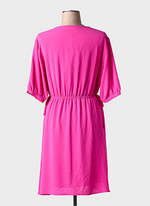 Robe mi-longue tissage crêpe manches courtes rose ARTLOVE femme