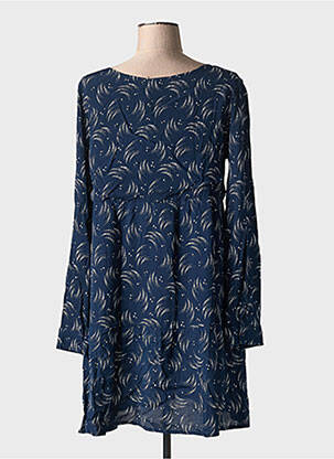Robe mi-longue imprimé fantaisie manches longues bleu INDIE+MOI femme