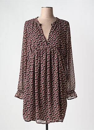 Robe mi-longue imprimé fantaisie manches longues noir LPB femme
