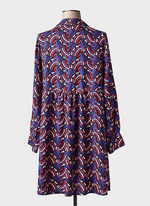 Robe mi-longue imprimé fantaisie manches longues bleu ANGE femme