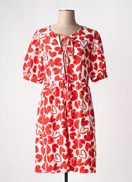 Robe mi-longue imprimé fantaisie manches courtes rouge IN APRIL 1986 femme