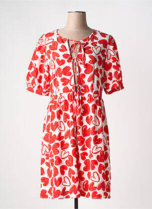 Robe mi-longue imprimé fantaisie manches courtes rouge IN APRIL 1986 femme