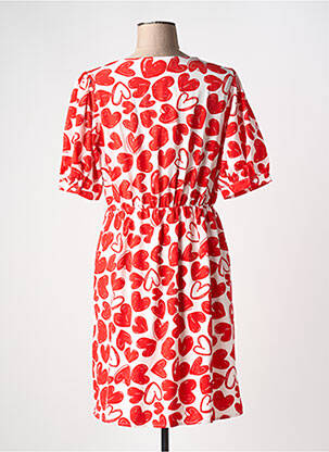 Robe mi-longue imprimé fantaisie manches courtes rouge IN APRIL 1986 femme