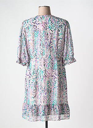 Robe mi-longue imprimé fantaisie manches courtes violet LPB femme