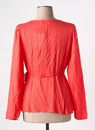 Blouse tissage popeline manches longues rouge ICHI femme
